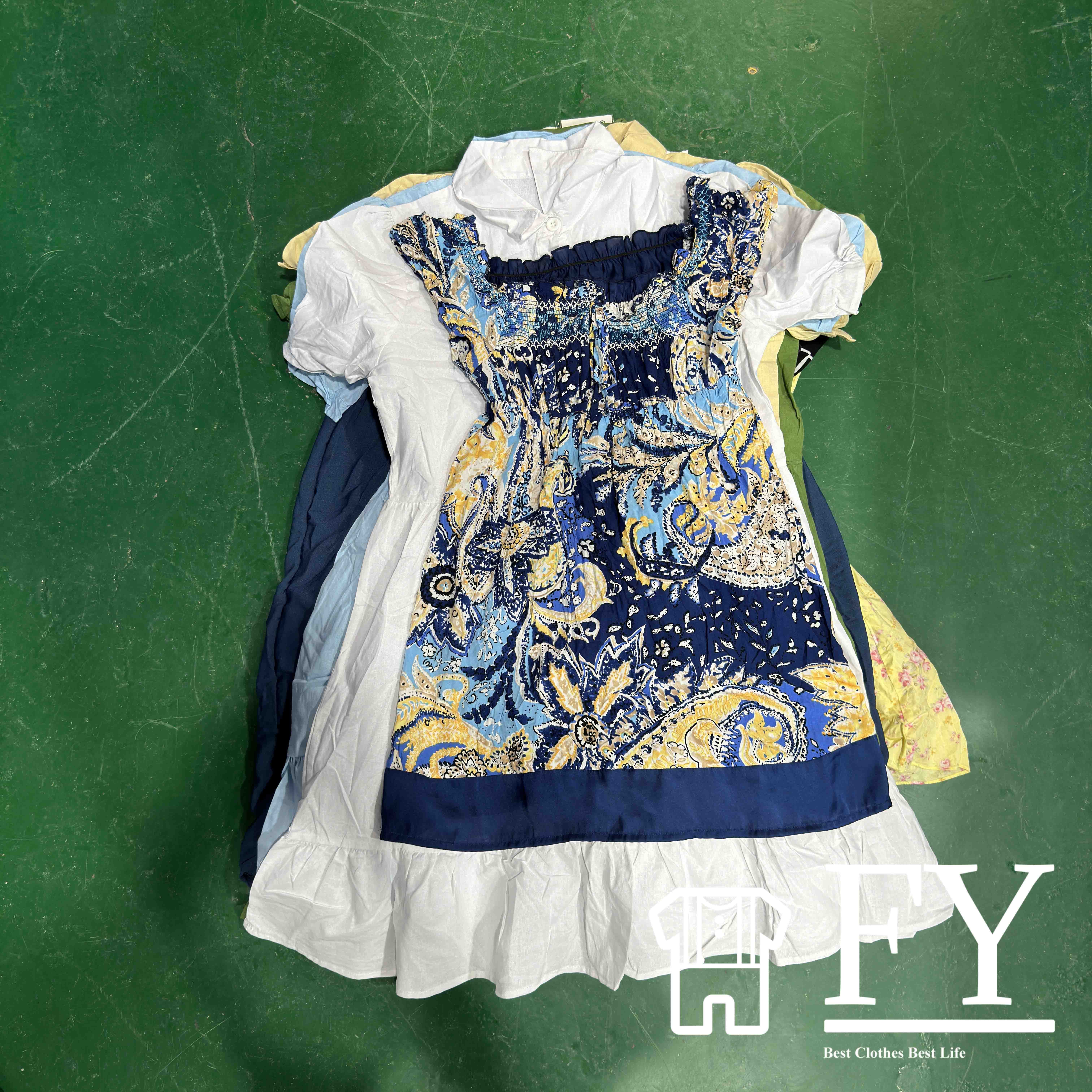 FengYang Factory Used Clothes Bale Ladies Cotton short Dress Korea Used Clothing For Ladies