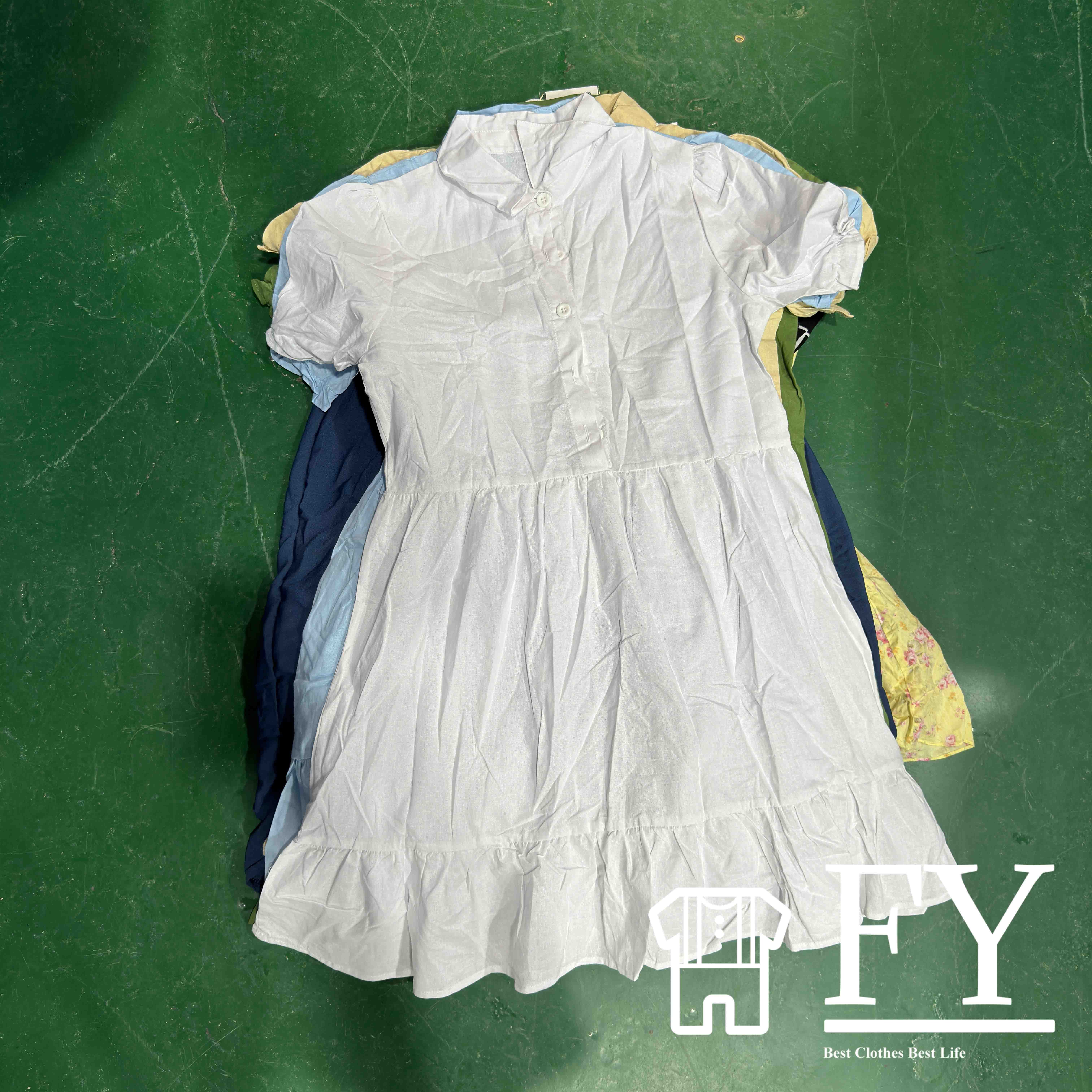 FengYang Factory Used Clothes Bale Ladies Cotton short Dress Korea Used Clothing For Ladies