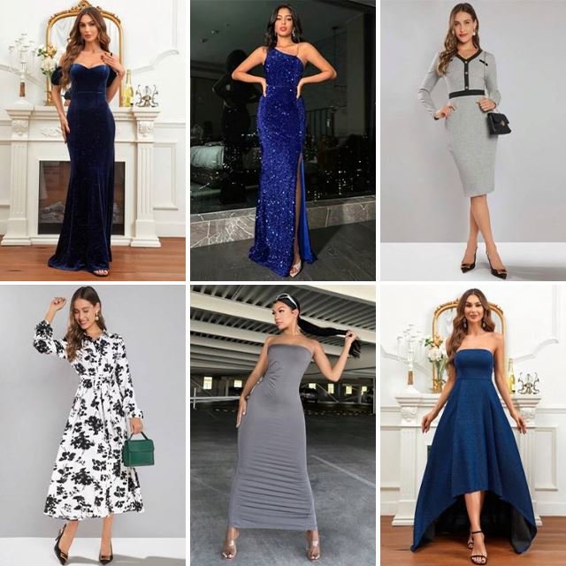 Wholesale of dresses used Sexy deep V-neck dresses Ladies elegant dresses Clearance