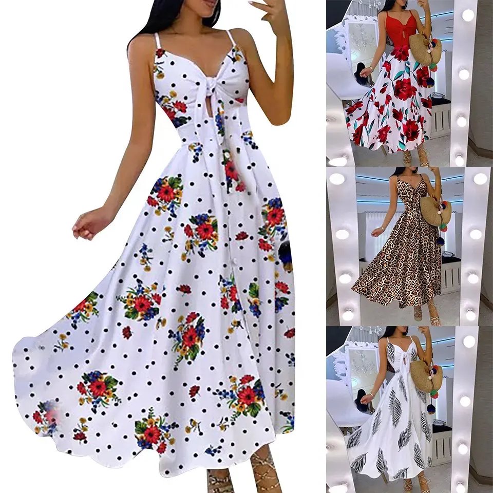 Fashion Ladies Long Summer One-shoulder Floral Dress Women Clothing Casual Dresses Women's Maxi Dresses Random shipment