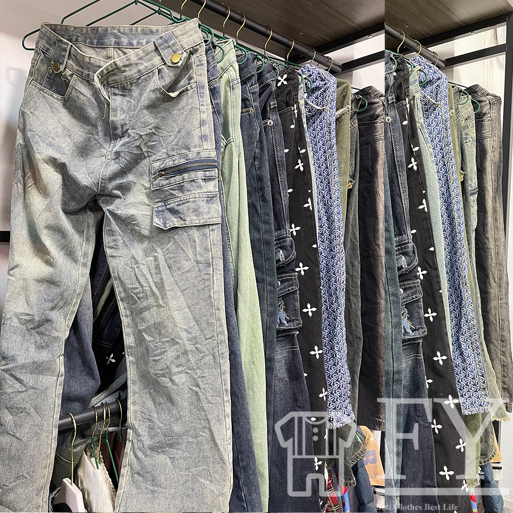FengYang Jeans Used Clothes for Bales Used Jeans for Men Women Men Children Adult Grade A Factory Outlet