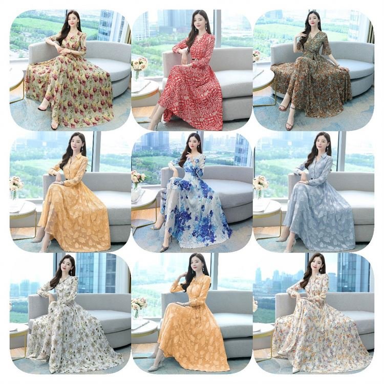 Wholesale High Quality South Korea 2024 Spring Summer New Frilly Lace Dress Women's Fluffy Sleeves Elegant Dress