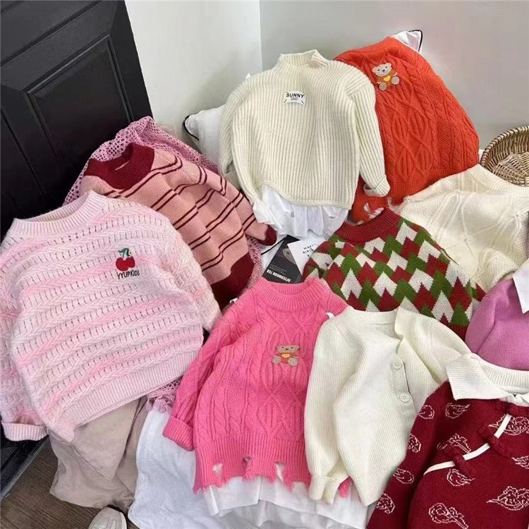 Wholesale Oversized Cotton Pullovers Knitwear for children Autumn Winter Baby Sweaters kid Girls boys Plus Size Sweaters