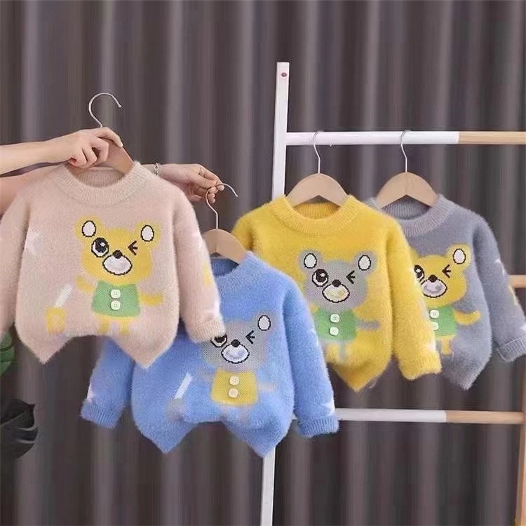 Wholesale Oversized Cotton Pullovers Knitwear for children Autumn Winter Baby Sweaters kid Girls boys Plus Size Sweaters