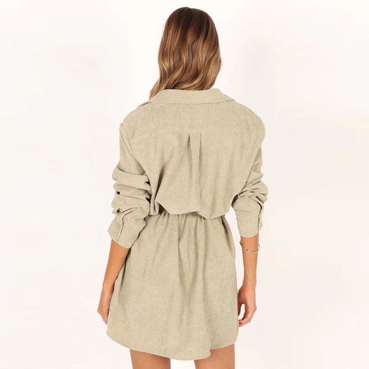 Luxury Brand Designer Clothes Spring Fashion Cordury Loose Shirts Dress Casual Women Long Sleeve Vintage Shirt Dress For Women