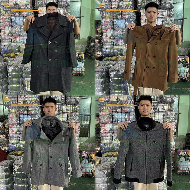 KINGAAA worsted coat used men clothes second hand clothing used man clothes vintage bales of used clothing for men