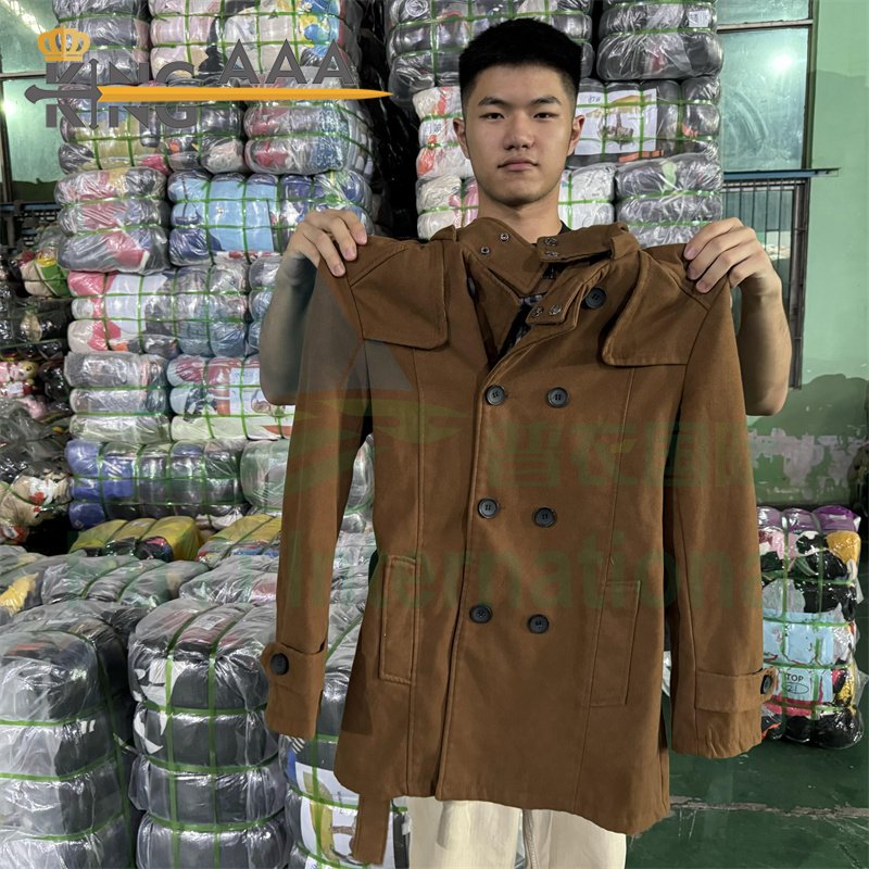 KINGAAA worsted coat used men clothes second hand clothing used man clothes vintage bales of used clothing for men