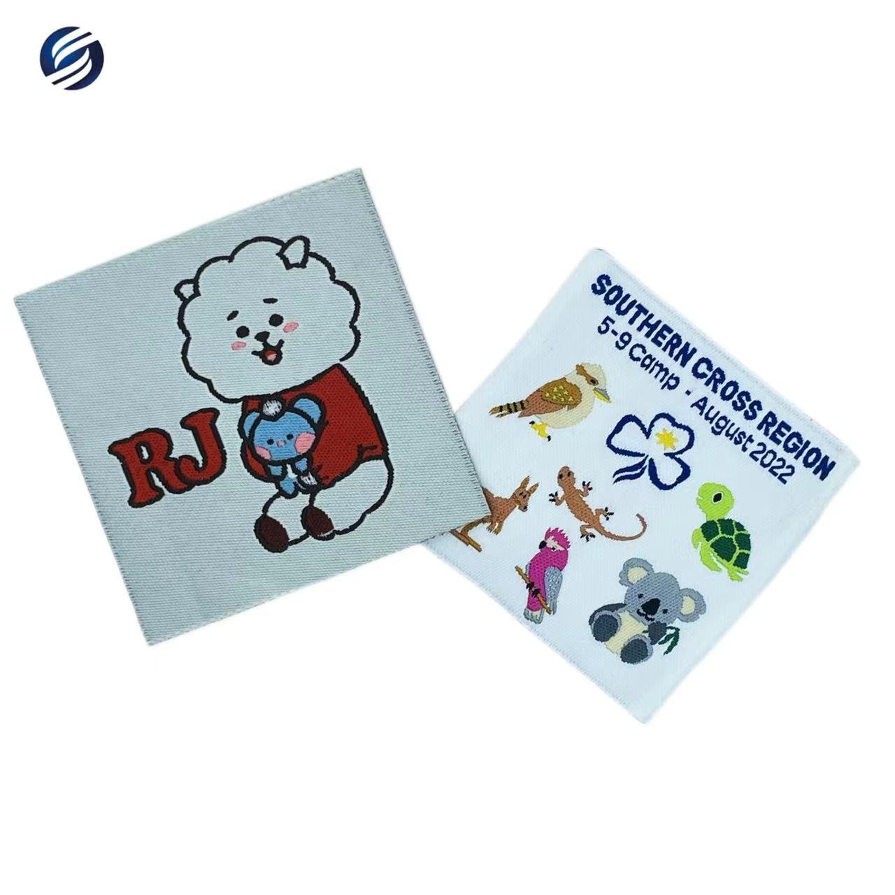 Wholesale Premium Cartoon Pattern label Sew On Woven Tag For Clothes