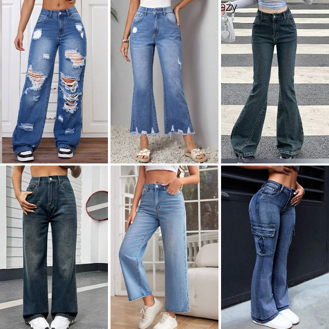 2024 hot selling women's casual elastic washed denim fashionable straight leg high waist slim fit jeans pants randomly shipped