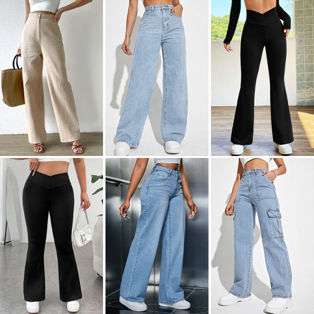 2024 hot selling women's casual elastic washed denim fashionable straight leg high waist slim fit jeans pants randomly shipped