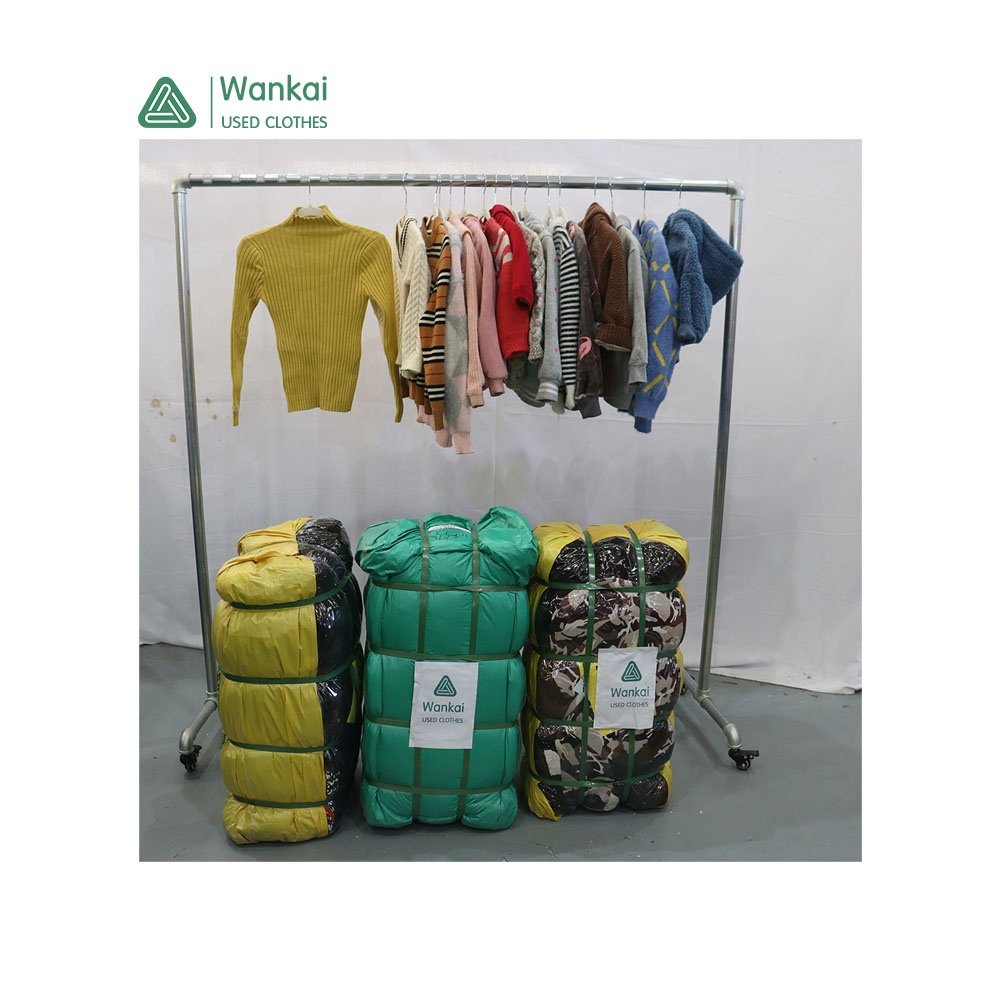 CwanCkai Wholesale Latest Designs Used Winter Clothes For Kids, Hot Selling 45-100 Kg Children Used Ball Sweater Knikted
