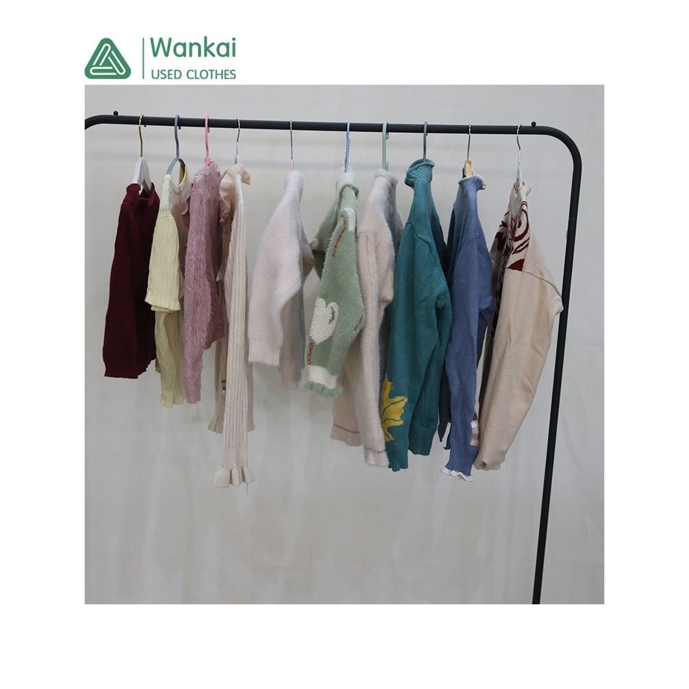 CwanCkai Wholesale Latest Designs Used Winter Clothes For Kids, Hot Selling 45-100 Kg Children Used Ball Sweater Knikted
