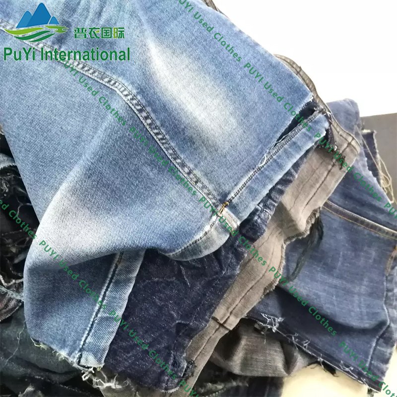 Wholesale used jeans rags textile cotton waste rags jeans waste fabric clothes jean