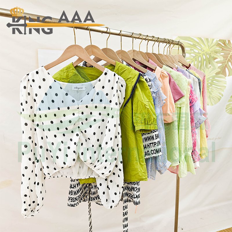 wholesale women cotton blouse ladies elegant shirts summer printed floral short blouse second hand used clothes clothing bales