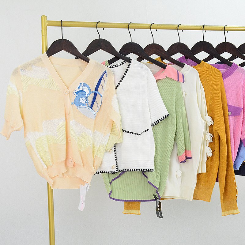 fashion ladies short sleeve sweater knit shirt top blouse used clothes bales second hand sweaters for women
