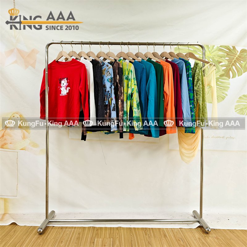 High Quality Women Casual Solid Blouse Long Sleeve Supplier Cotton T-shirt Second Hand Clothes Used Clothes Bales Clothing Bales