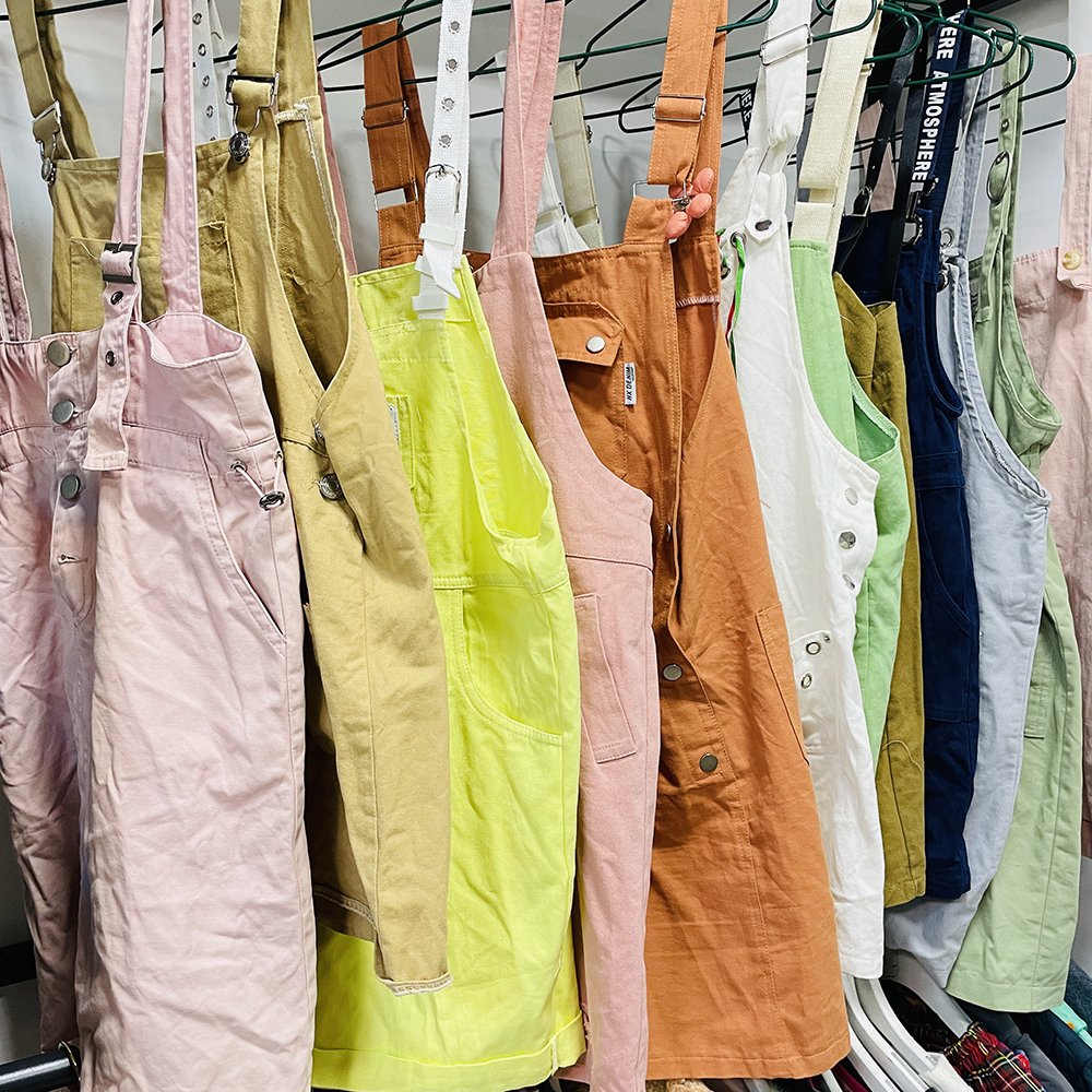 fashion style design second hand ladies denim suspenders dress colourful used clothes women denim skirt short for sale