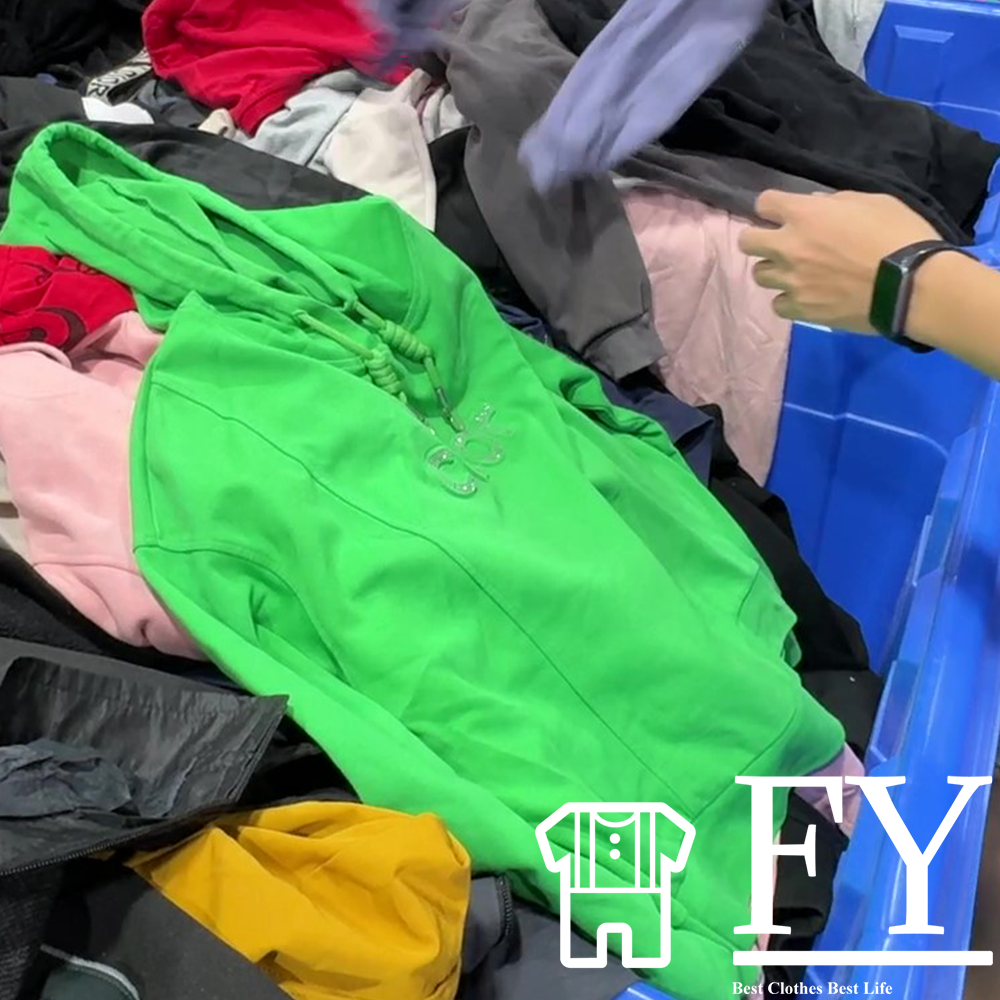 FengYang Used Sweatshirt Used Clothes for Bales Round Neck Sweater Women Men Children Adult Grade A Factory Outlet