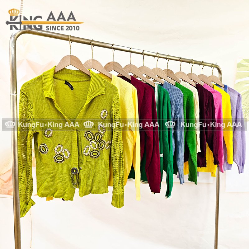 KINGAAA thin long sweater cardigan women ball cardigan thrift mitumba bales second hand clothing used clothes for women