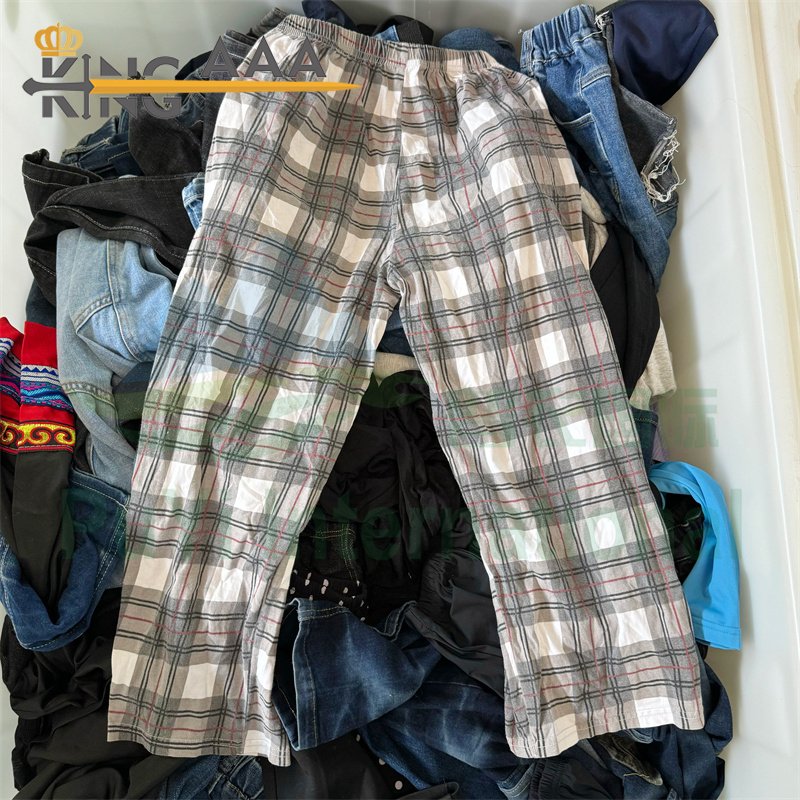 KINGAAA Spring fall children pants used clothes bales bale bulk used kids clothing second hand mixed for kids 7-14years old