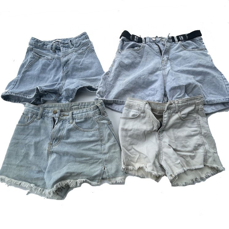 Bales used clothes second-hand women denim short clothing quality preloved jeans shorts for ladies
