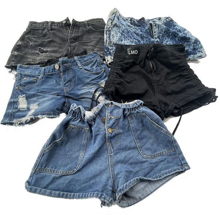 Bales used clothes second-hand women denim short clothing quality preloved jeans shorts for ladies