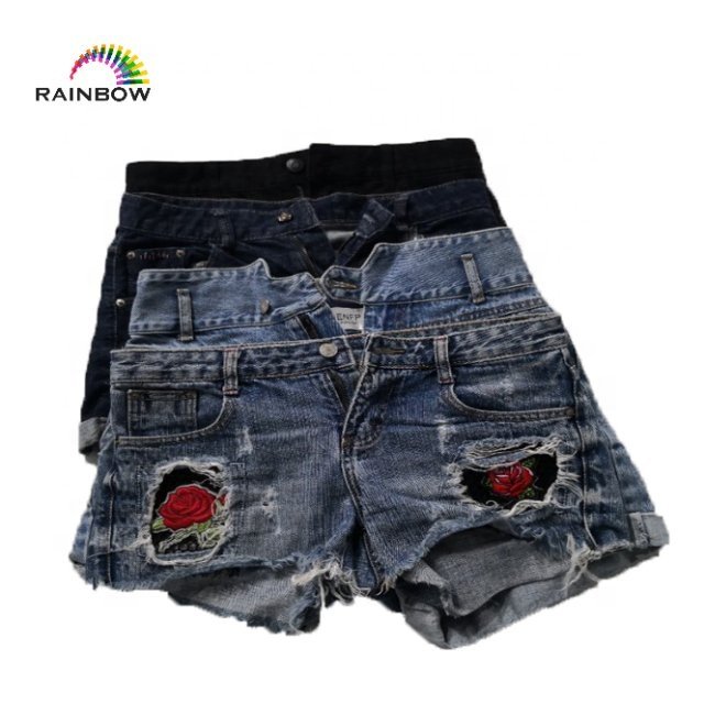 Bales used clothes second-hand women denim short clothing quality preloved jeans shorts for ladies