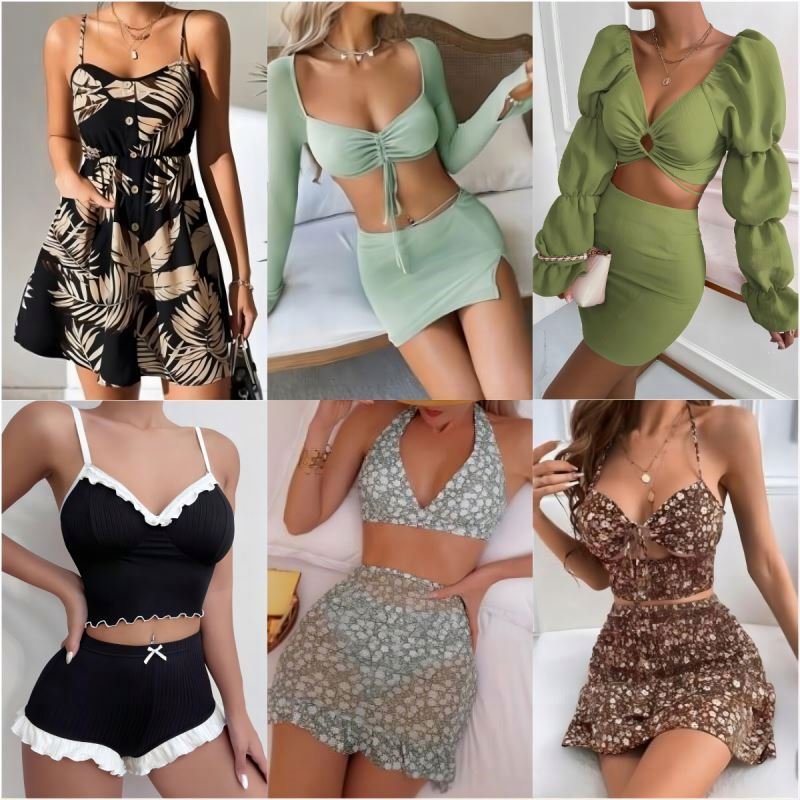 Brand Women's Mix Style Stock Dresses T-shirts Small Shirts Pants Skirts used clothes