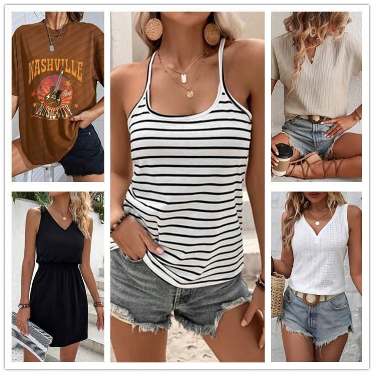 2023 Fashion Wholesale Clothes Factory used Discount Assorted Bulk Clothing Shop Blusas Tops Dresses Women