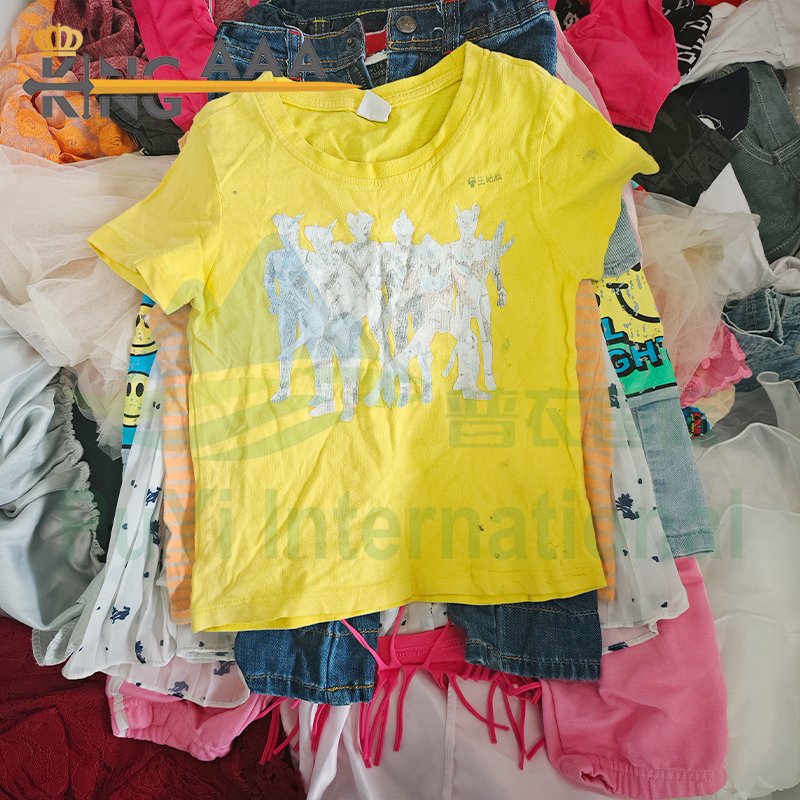 Wholesale Children Summer Wear Short Sleeve Casual Shirt kids Used Clothes Denim Dress Clothing Wearing Bales Apparel Stock
