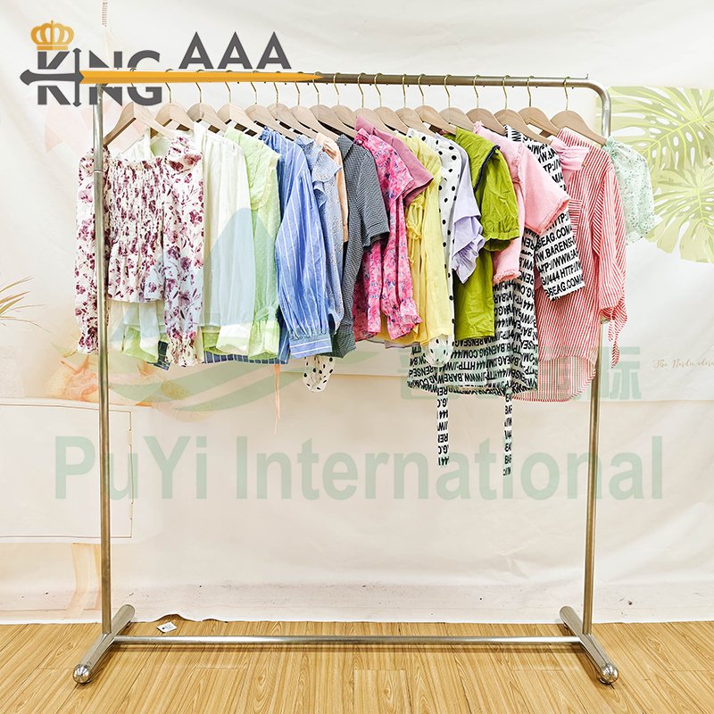 Wholesale Elegant Women Shirts Short Sleeve Ruffles Ladies Summer Vintage Blouse Shirt Second Hand Used Clothes Clothing Bales