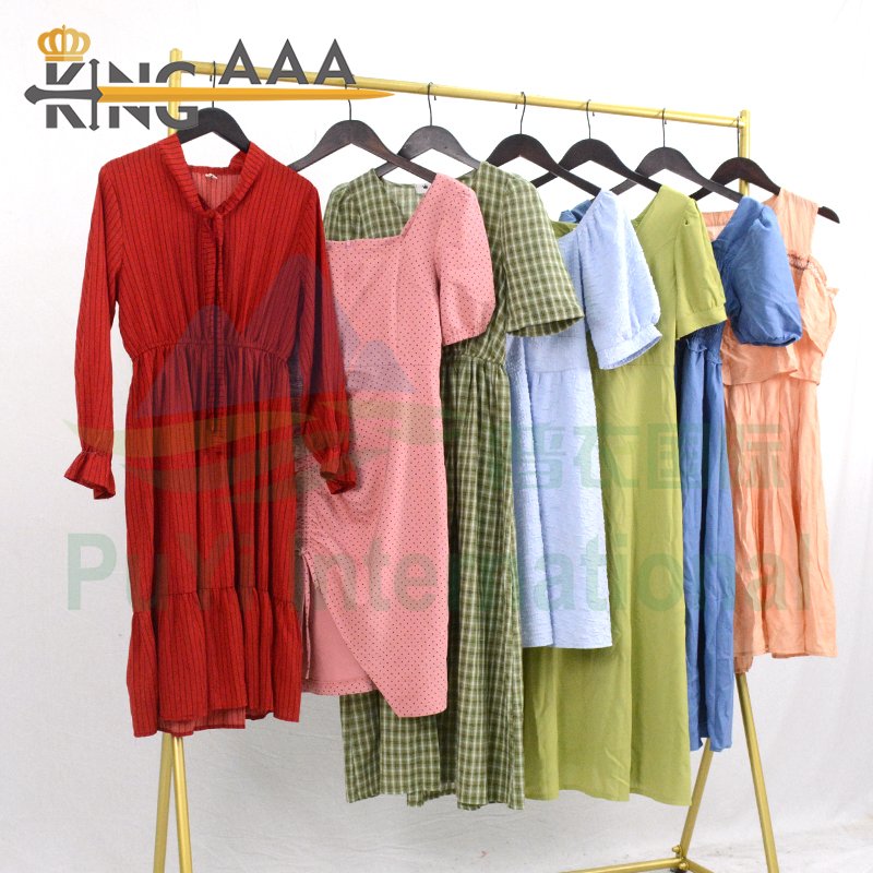 Wholesale Summer Lady Casual Women's Dress Ladies Dresses Short Sleeve Used Clothes Second Hand Clothing Bales
