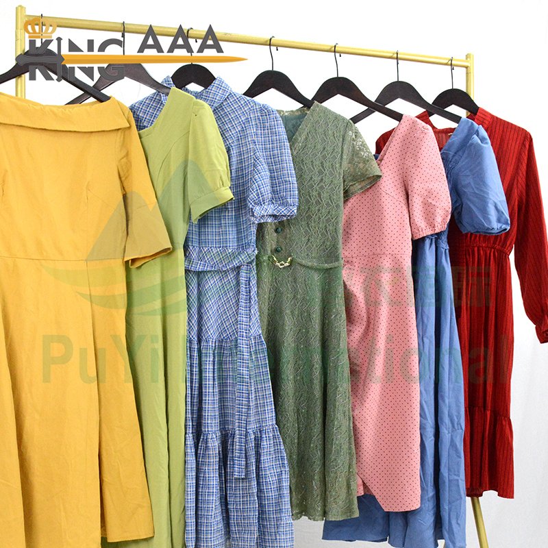 Wholesale Summer Lady Casual Women's Dress Ladies Dresses Short Sleeve Used Clothes Second Hand Clothing Bales