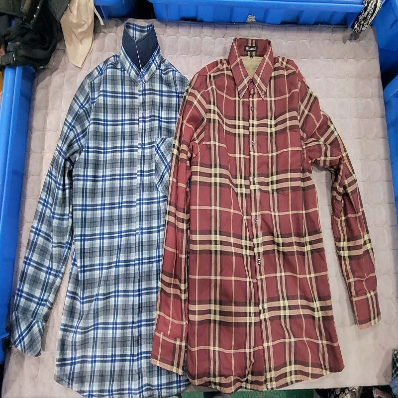 winter shirt Wholesale Cotton Autumn Winter Long Sleeve Plaid Shirt for Men used clothes bales