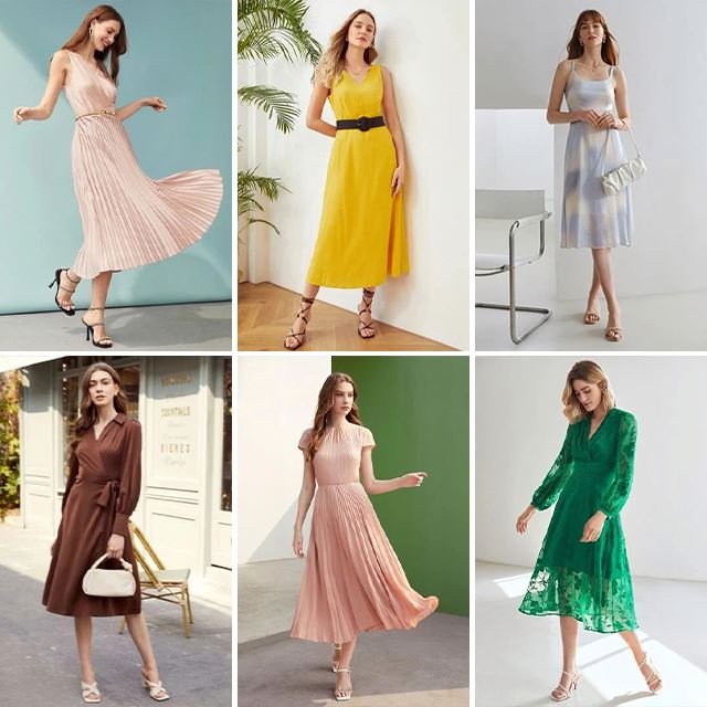 Miscellaneous printed V-neck dresses for women's Used clothing inventory, popular mixed batch supply