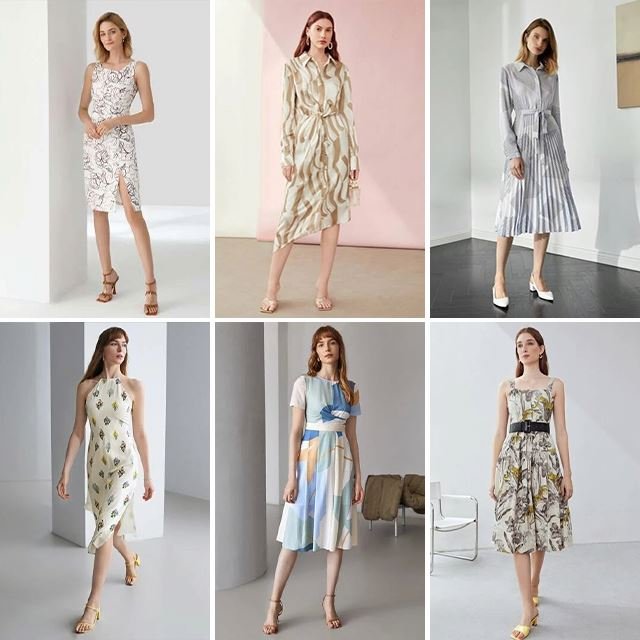 Miscellaneous printed V-neck dresses for women's Used clothing inventory, popular mixed batch supply
