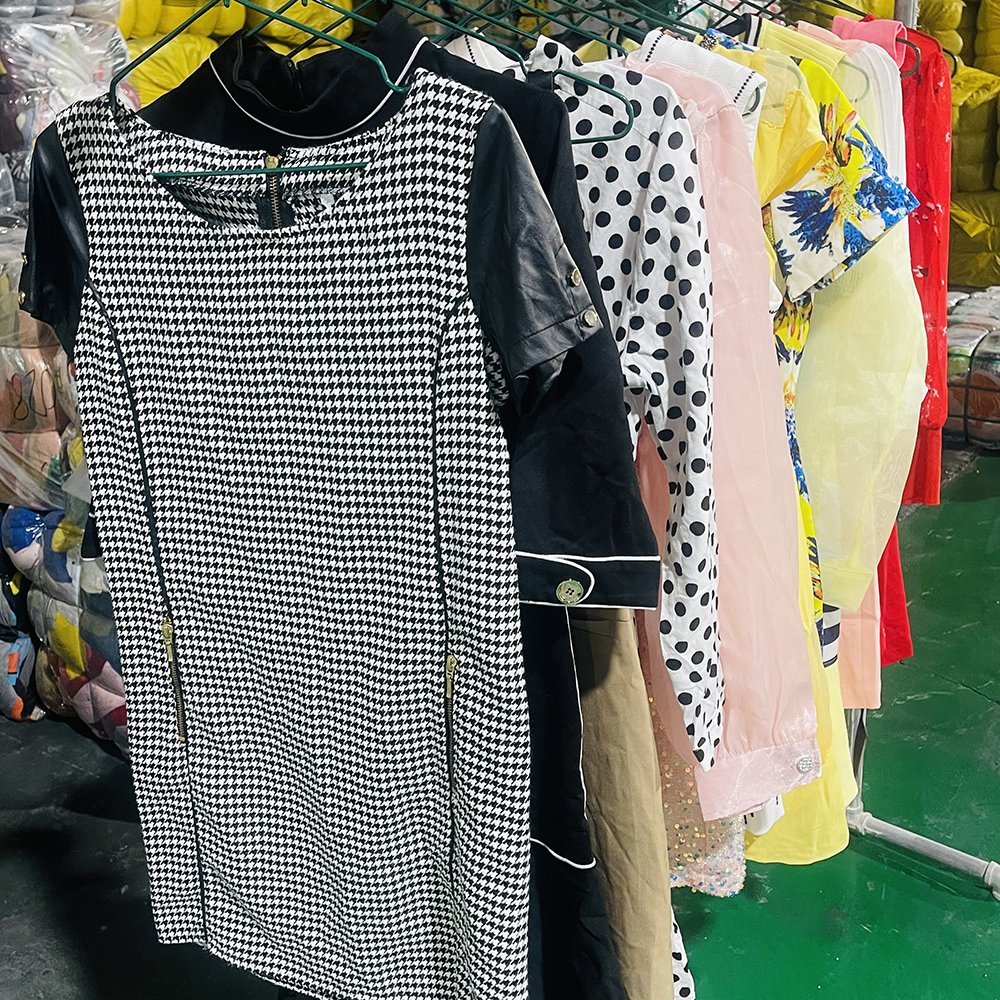 Autumn winter women's dress ladies long slim used clothes dress second hand clothes