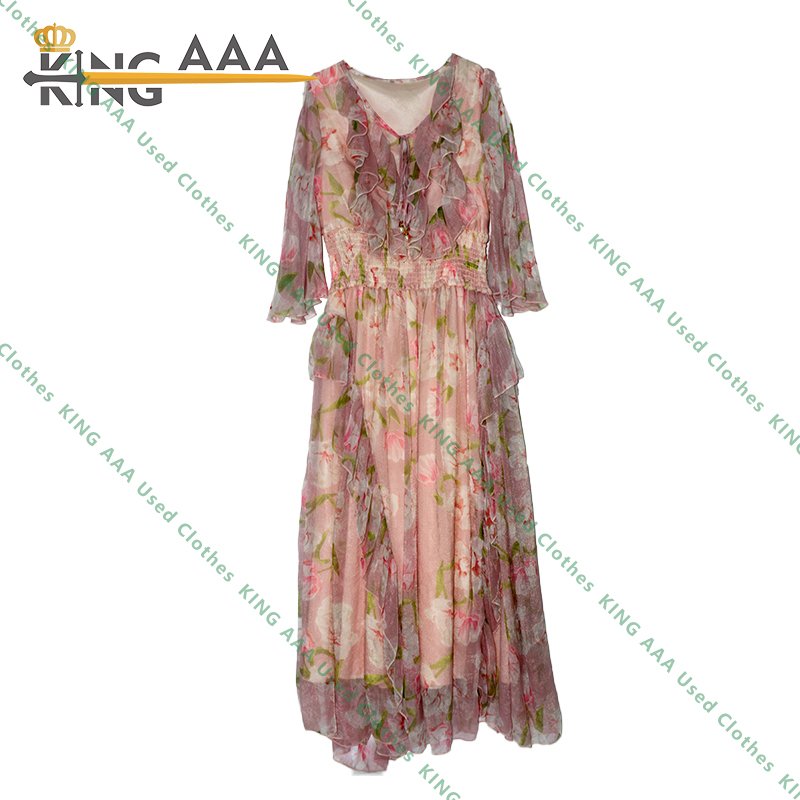 Silk Dress Wholesale Used Clothes Bulk Used Ladies Silk Dress Women Clothing Summer