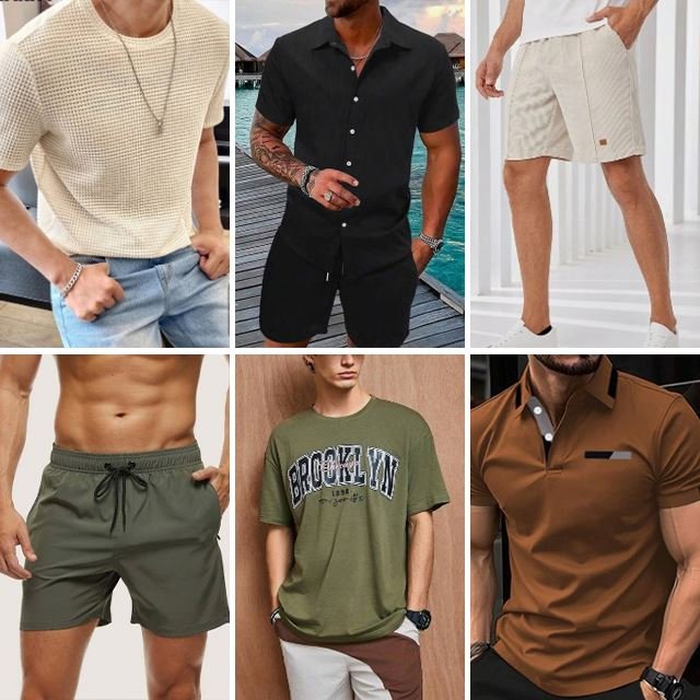 2024 Summer Men's Clothing Lowest Price Fashion Random Pattern T-shirt Polo Shirt Pants Shirt Bulk Style Random Shipping
