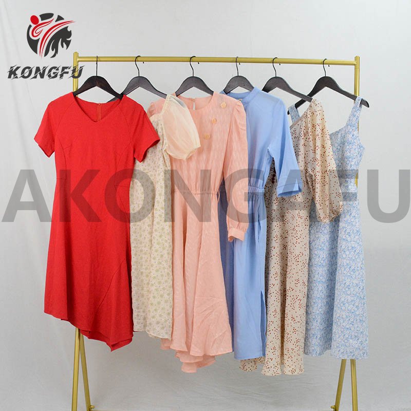 AKONGFU summer ladies long cotton dresses ukay ukay bale woman dress casual bales used clothes bales second hand clothes