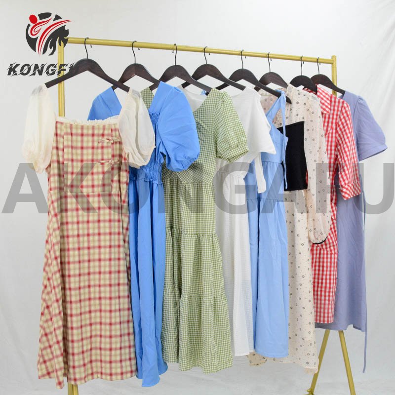 AKONGFU summer ladies long cotton dresses ukay ukay bale woman dress casual bales used clothes bales second hand clothes