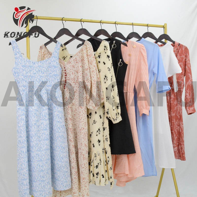 AKONGFU summer ladies long cotton dresses ukay ukay bale woman dress casual bales used clothes bales second hand clothes