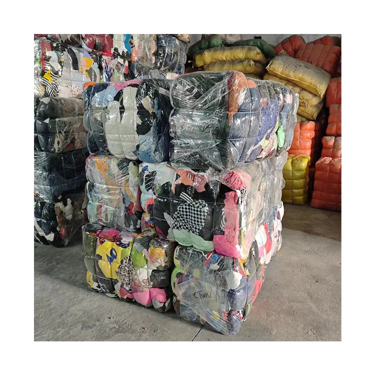 China factory cheap high grade cotton used clothes secondhand white and colorful uncut cotton rags for wiping