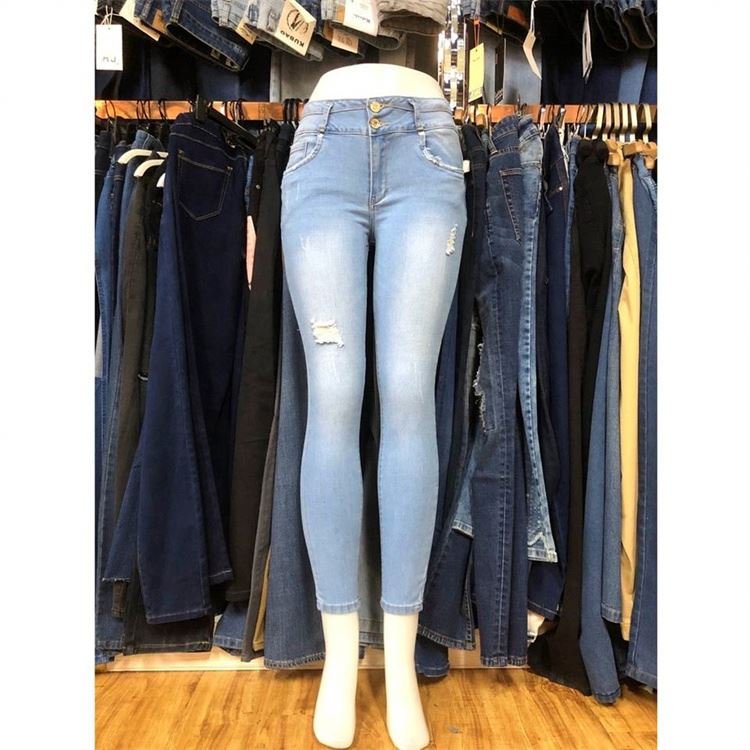 Cut Label Woman Used Trouser Female Branded Stock Wholesale Oem High Waist Highwaist Lady Skinny Jean