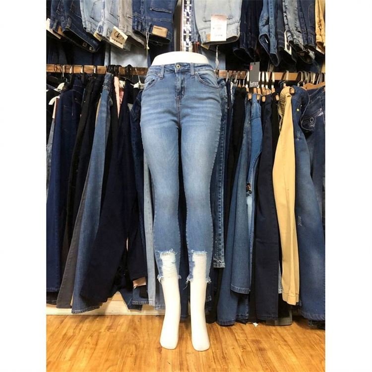 Cut Label Woman Used Trouser Female Branded Stock Wholesale Oem High Waist Highwaist Lady Skinny Jean