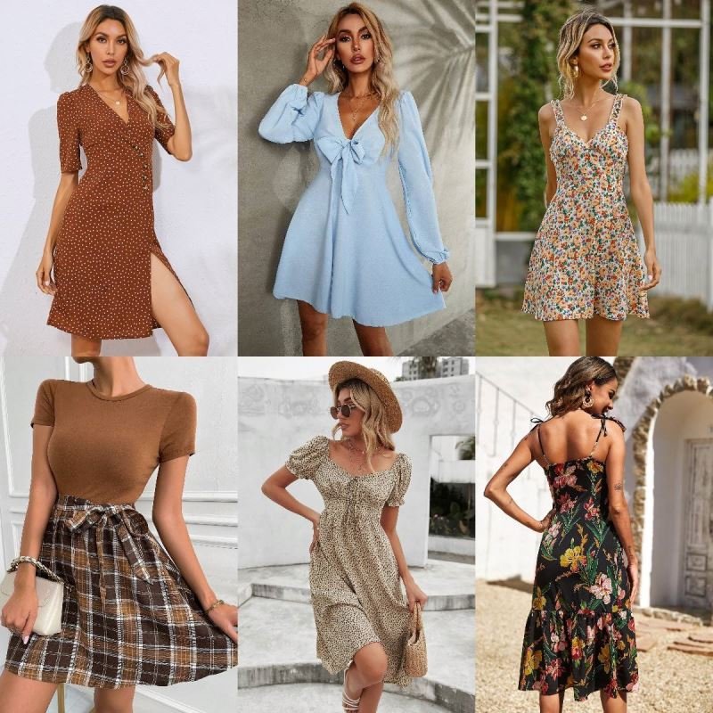 Wholesale summer bales clothing women casual dress sexy women apparel clothing ladies dresses 2024 dress bales bulk