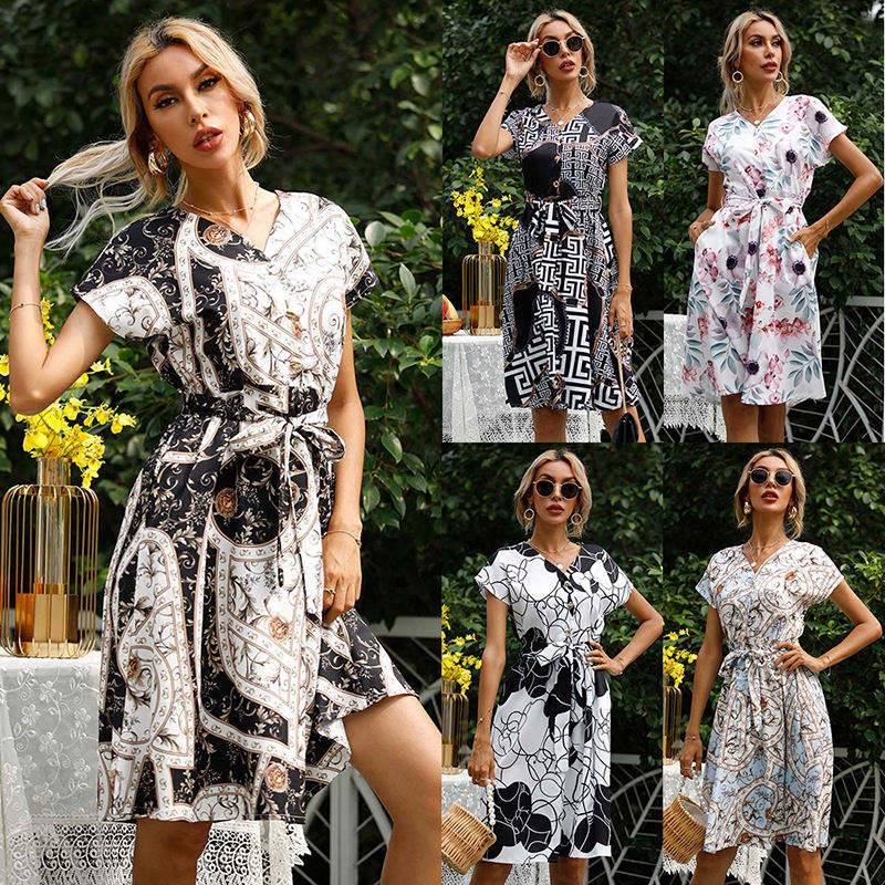 Wholesale summer bales clothing women casual dress sexy women apparel clothing ladies dresses 2024 dress bales bulk
