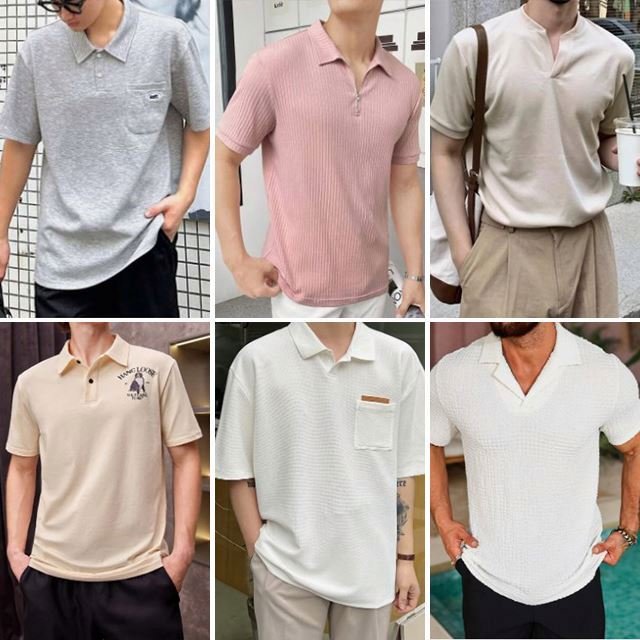 brand new wholesale summer fashion t-shirts men's collar shirts polo shirts golf printed casual short sleeves randomly shipped