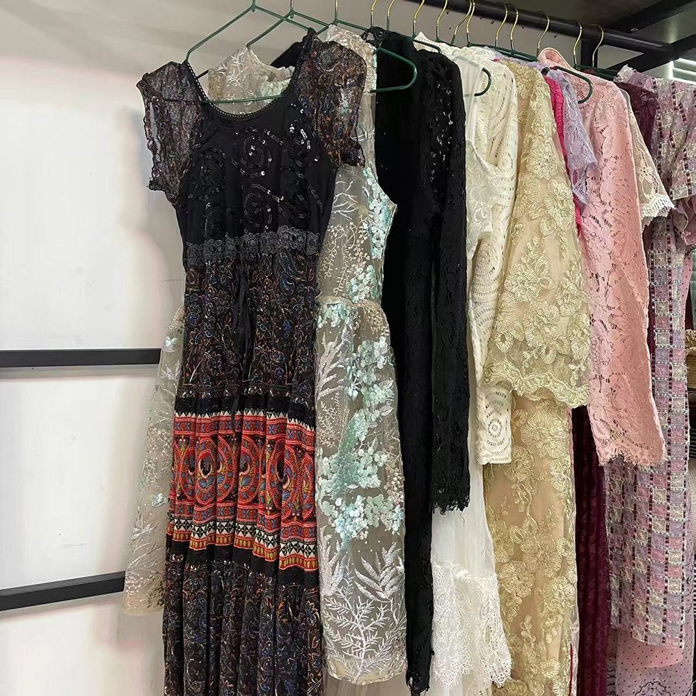 Ladies used dress lace sexy elegant women summer used clothing second hand female dress used clothes in bales