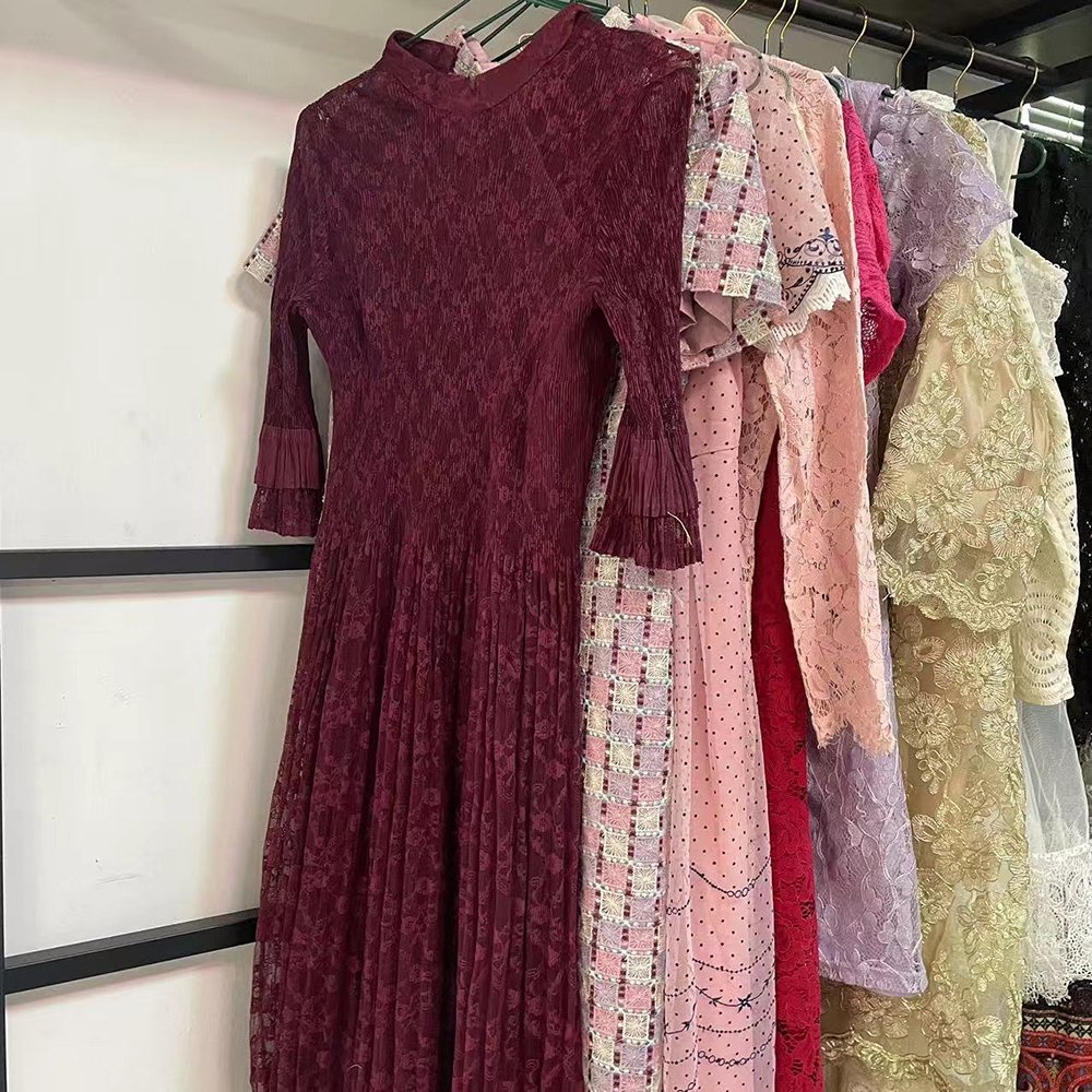 Ladies used dress lace sexy elegant women summer used clothing second hand female dress used clothes in bales